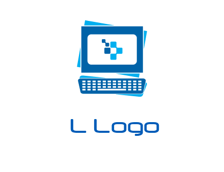 pixel in monitor and keyboard IT logo