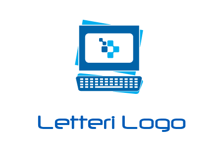 pixel in monitor and keyboard IT logo