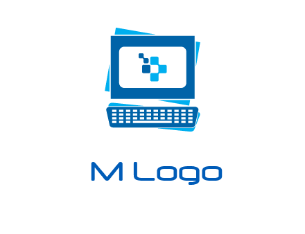 pixel in monitor and keyboard IT logo