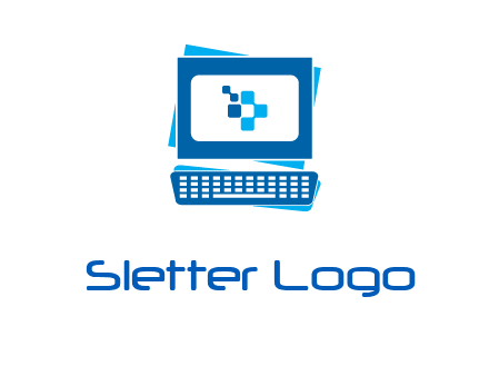 pixel in monitor and keyboard IT logo