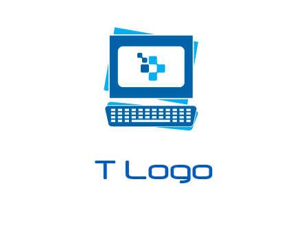 pixel in monitor and keyboard IT logo