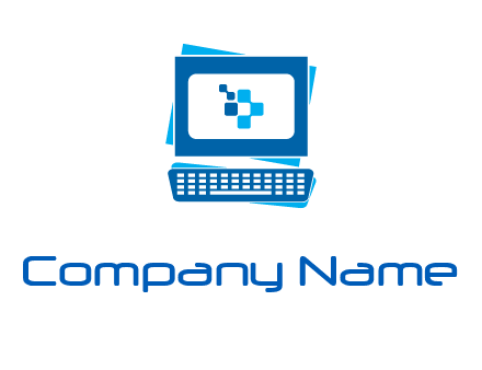 pixel in monitor and keyboard IT logo