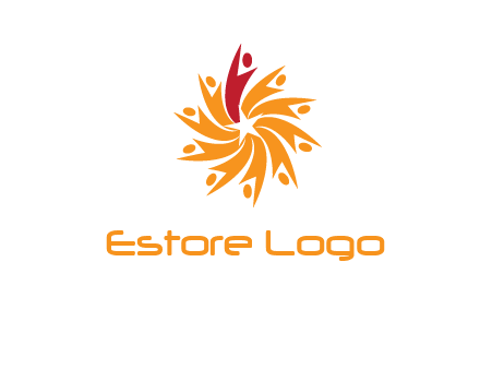 star shape swoosh people employment logo