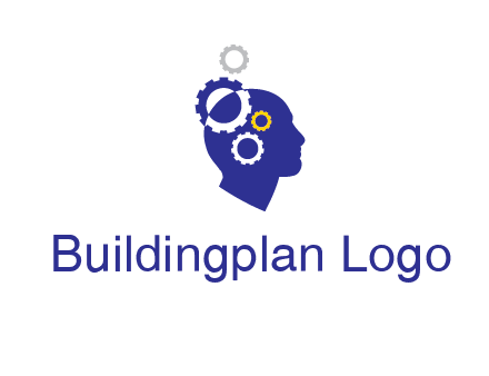 gears and human head engineering logo