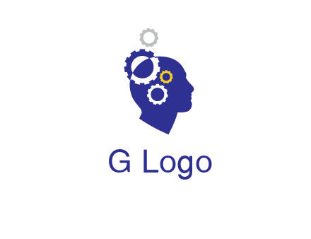 gears and human head engineering logo