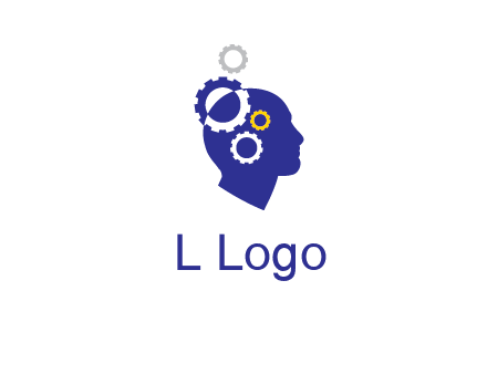 gears and human head engineering logo