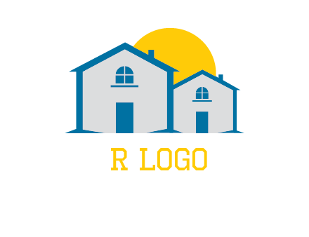 sun and houses real estate logo