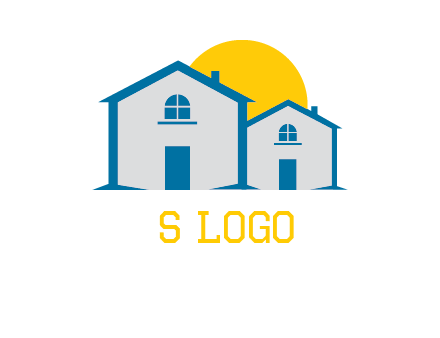 sun and houses real estate logo