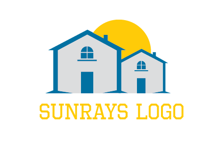 sun and houses real estate logo