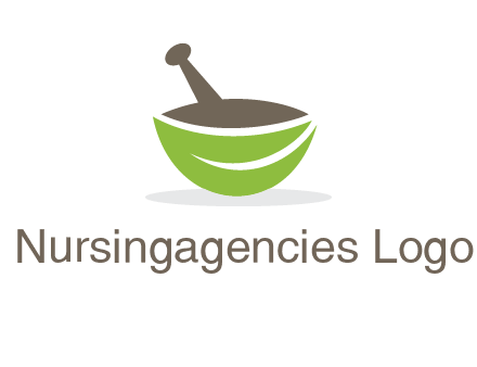 pestle mortar leaf pharmacy logo