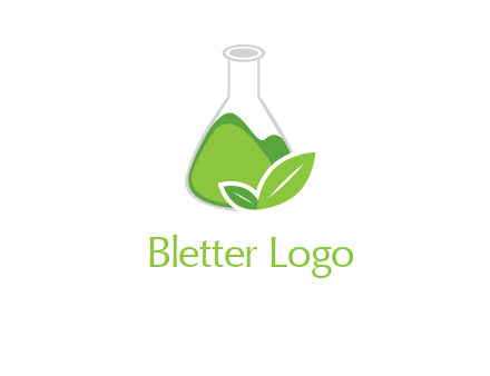 chemical flask and leaf pharmacy logo