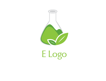 chemical flask and leaf pharmacy logo