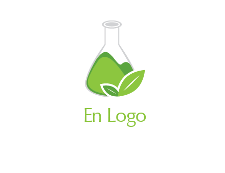 chemical flask and leaf pharmacy logo