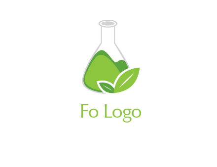 chemical flask and leaf pharmacy logo