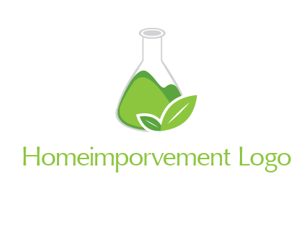 chemical flask and leaf pharmacy logo