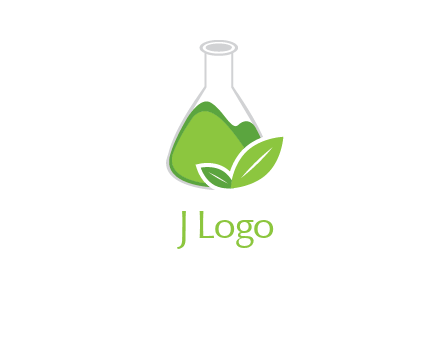 chemical flask and leaf pharmacy logo