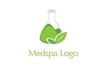 chemical flask and leaf pharmacy logo