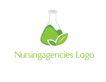 chemical flask and leaf pharmacy logo