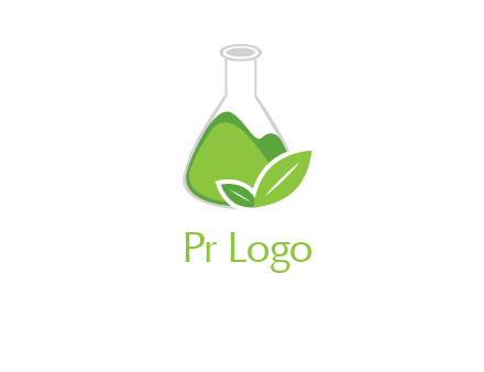 chemical flask and leaf pharmacy logo