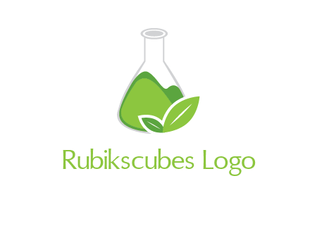 chemical flask and leaf pharmacy logo