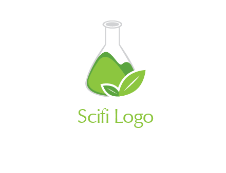 chemical flask and leaf pharmacy logo