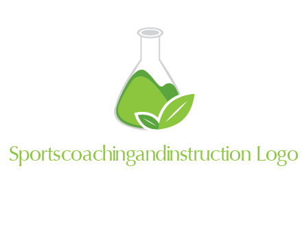 chemical flask and leaf pharmacy logo