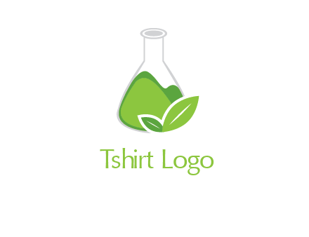 chemical flask and leaf pharmacy logo