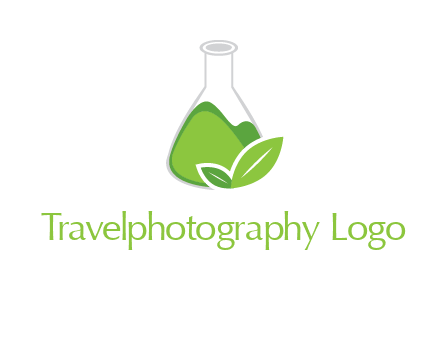 chemical flask and leaf pharmacy logo