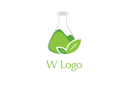 chemical flask and leaf pharmacy logo