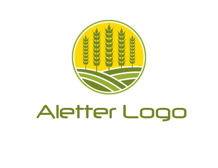 upright wheat stalks farm logo