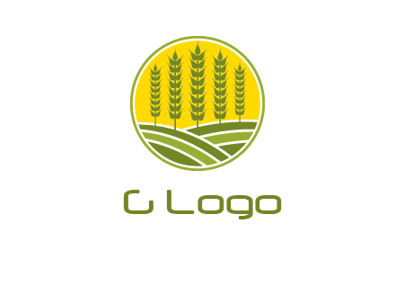 upright wheat stalks farm logo