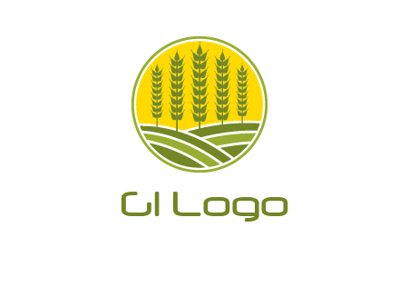 upright wheat stalks farm logo