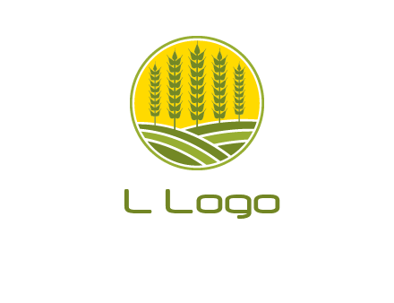 upright wheat stalks farm logo