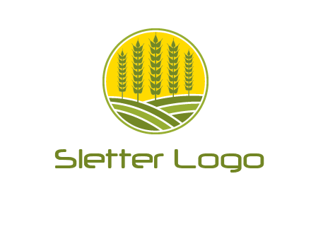 upright wheat stalks farm logo