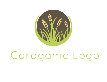 wheat stalks and grass in circle agriculture logo