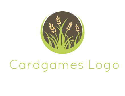 wheat stalks and grass in circle agriculture logo