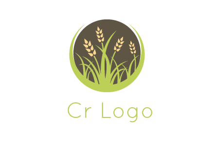 wheat stalks and grass in circle agriculture logo