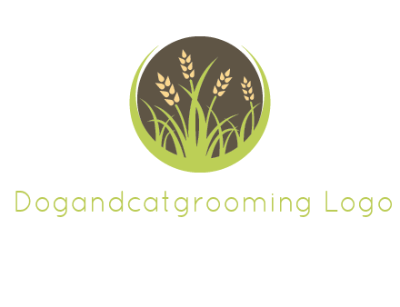 wheat stalks and grass in circle agriculture logo