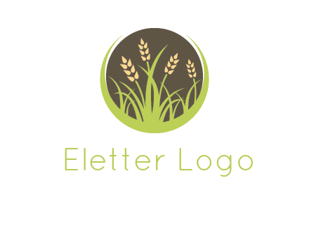 wheat stalks and grass in circle agriculture logo