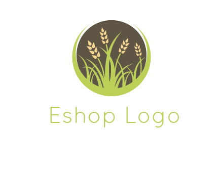 wheat stalks and grass in circle agriculture logo