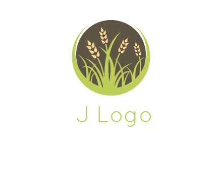 wheat stalks and grass in circle agriculture logo