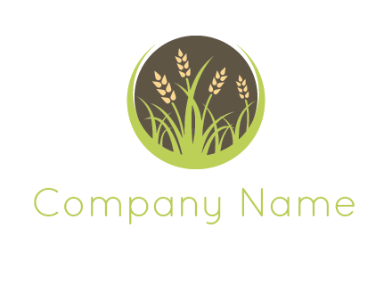 wheat stalks and grass in circle agriculture logo