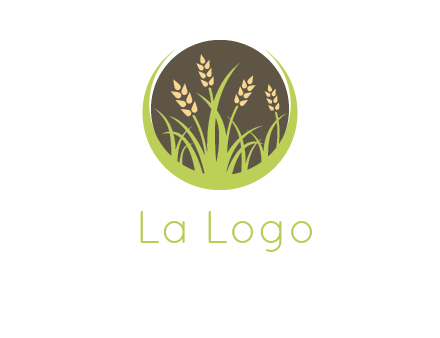 wheat stalks and grass in circle agriculture logo