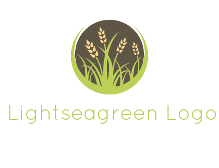 wheat stalks and grass in circle agriculture logo