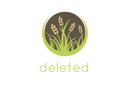 wheat stalks and grass in circle agriculture logo