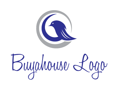 bird in circle with feather animal logo