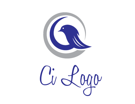 bird in circle with feather animal logo