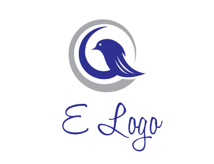 bird in circle with feather animal logo