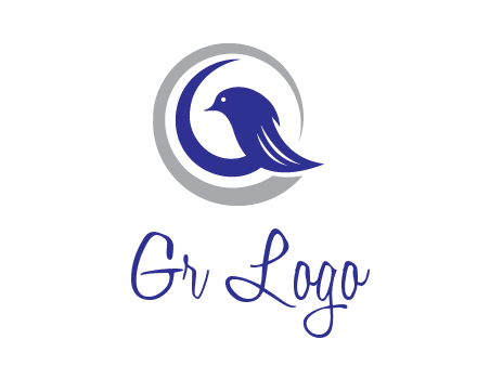 bird in circle with feather animal logo