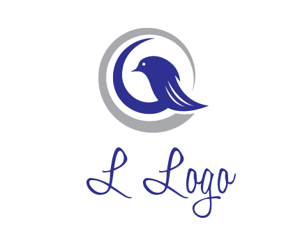 bird in circle with feather animal logo